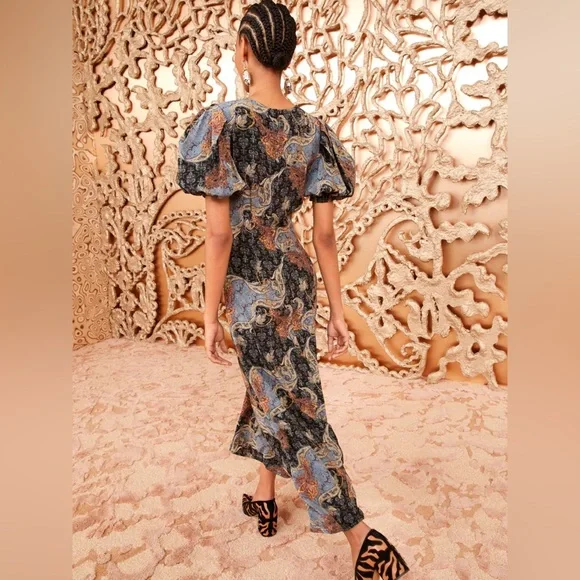 NWT $690 Ulla Johnson Calais Silk Maxi Dress In Azure - Picture 4 of 4